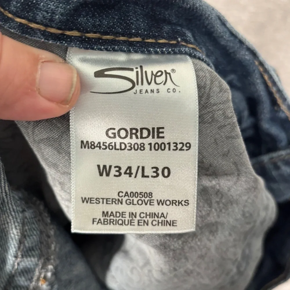 Silver Jeans Co Gordie Jeans‎ Mens Fit 34x28 Loose Fit Straight Leg Blue Denim